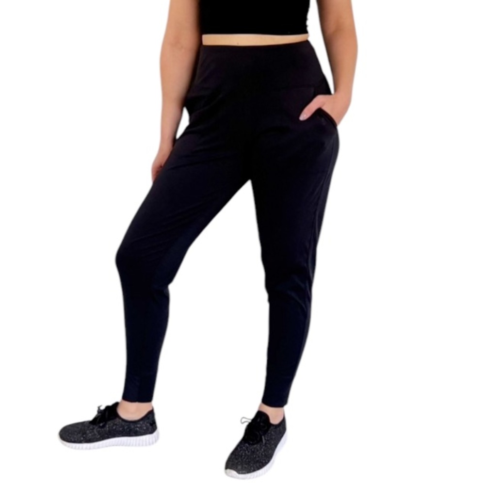 Black stretch tapered ankle jogger style casual athletic pants size small